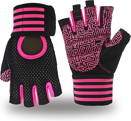Guantes de levantamiento de pesas, guantes de entrenamiento acolchados con soporte para muñeca, guantes de gimnasio para mujeres y niñas, gimnasio,