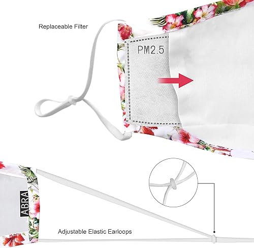 Miniatura 4 de ABRA Máscara de flores con alambre para la nariz, reutilizable y lavable, con 4 filtros de carbono, mascarilla de diseño floral  Algodón