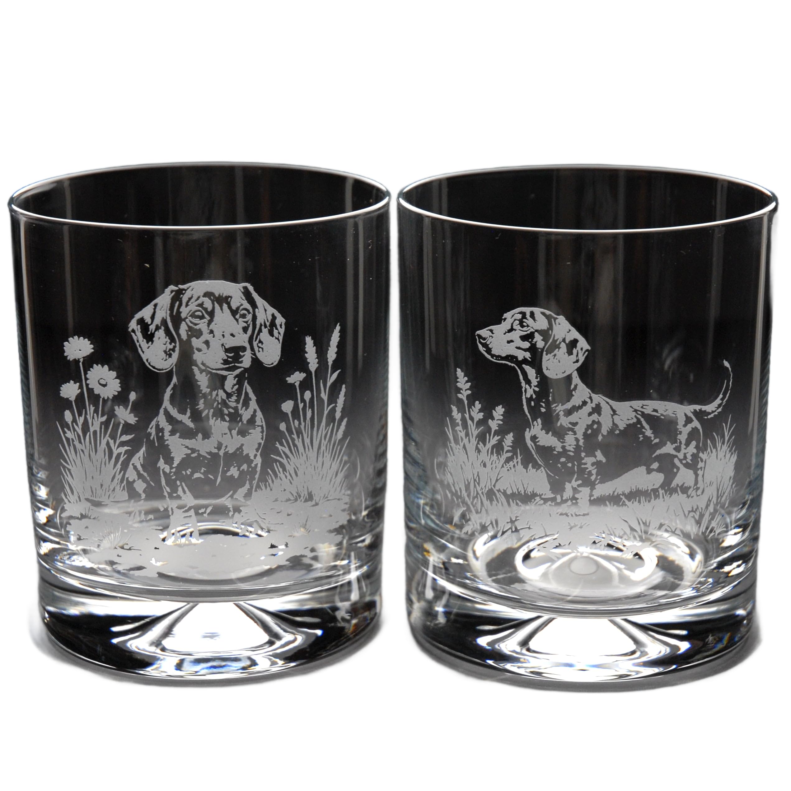 GLYPTIC Glass Art Dachshund Dog Placement Hand Etched/Engraved Whiskey Tumbler Glass — image 1