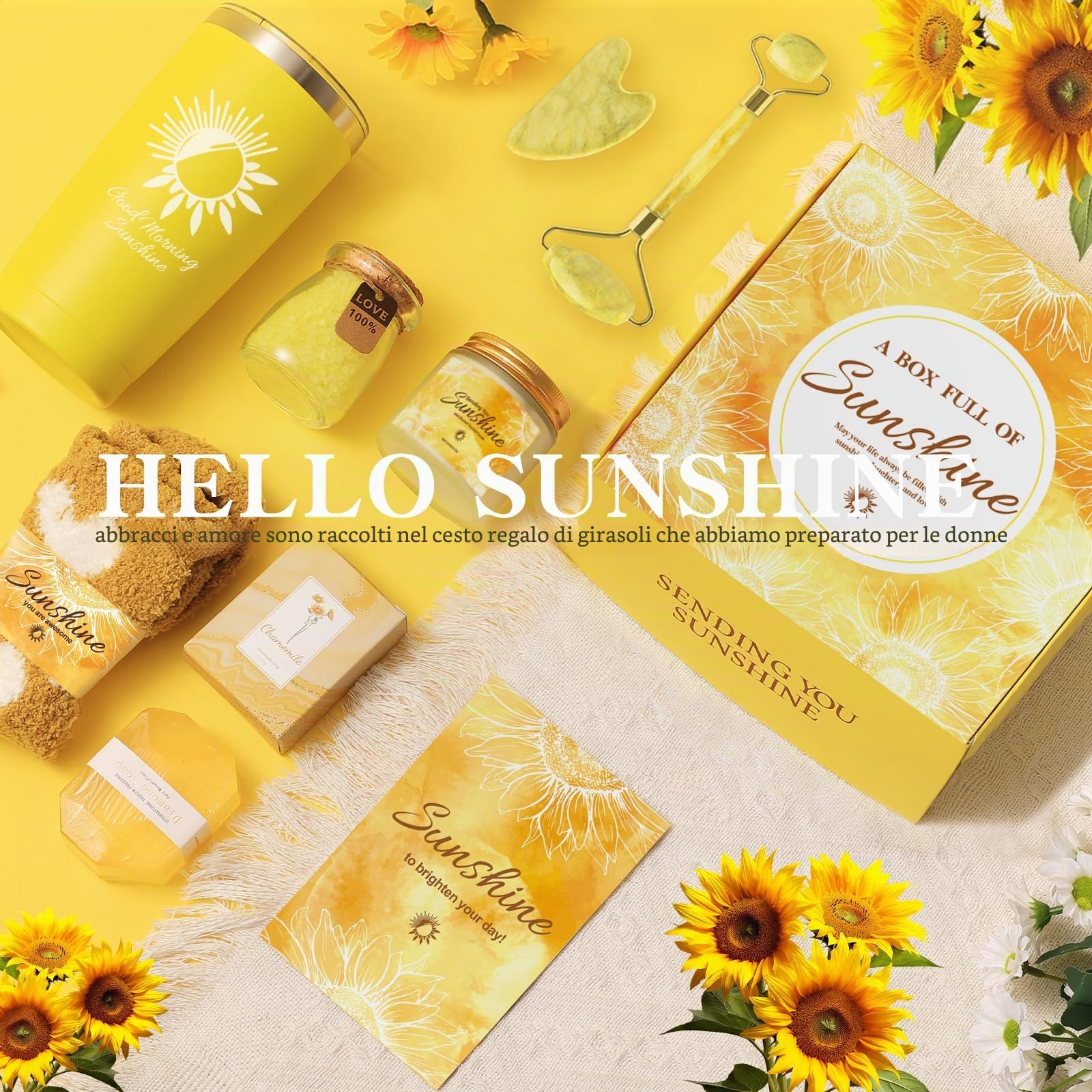 regali di compleanno per donne sorelle – Set da 8 pezzi di cestino regalo di cura personale al sole – Pacchetto di cura dell'amicizia – Confezione regalo Cheer Up Thinking of You per lei