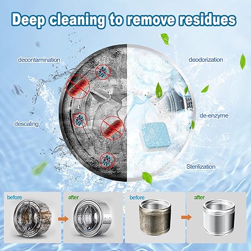 Miniatura 4 de Tabletas limpiadoras de lavadora  24 tabletas de limpieza de lavadora fresca para limpieza de carga frontalcarga superior lavadora y bañera de