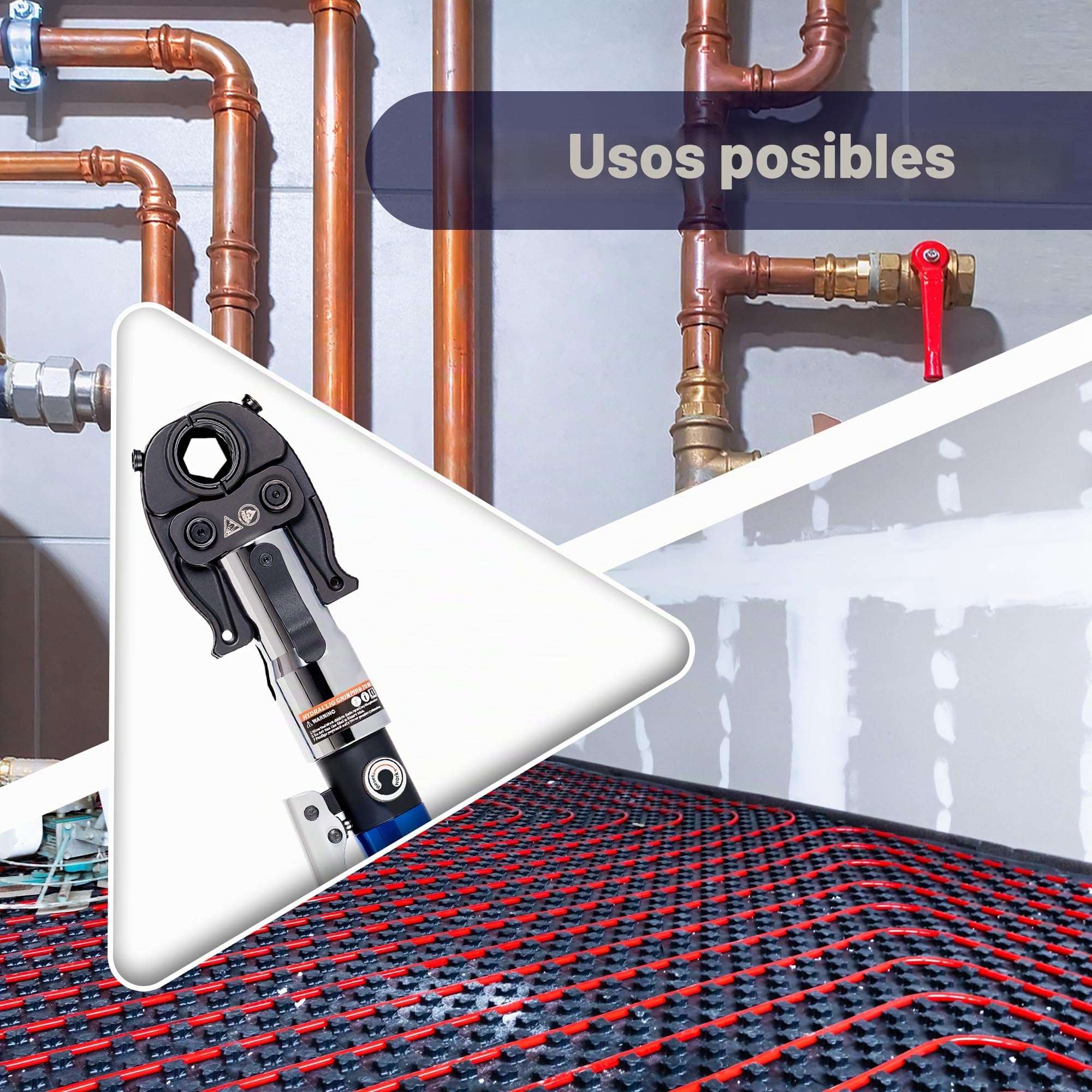 AMZCNC Alicates de prensa profesional en forma de V y contorno TH, para tubos de cobre, tubos de acero inoxidable, tubo de acero inoxidable y tubo compuesto, insertos de mordaza V12 V15 V18 V22 V28 y