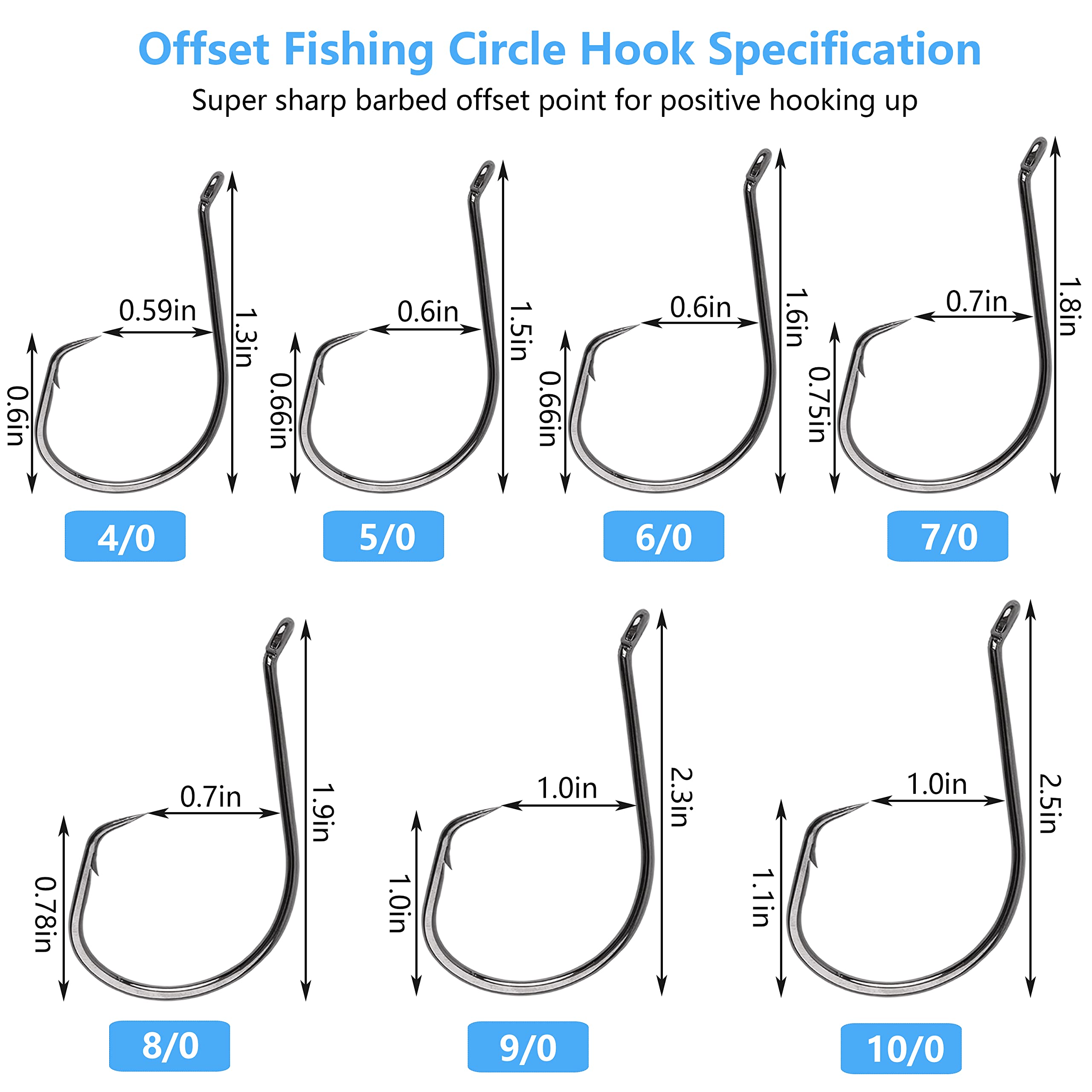 Ganci circolari per pesce gatto in acqua salata, 110 pezzi, ganci circolari offset per polipo, ganci da pesca in linea, 2 ganci circolari per acqua salata, attrezzatura per la pesca al gatto, taglia 8