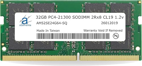 Adamanta 32 GB (1 x 32 GB) DDR4 2666 MHz (2933 MHz o 3200 MHz) PC4-21300 SODIMM 2Rx8 CL19 1.2v sin ECC portátil sin búfer actualización de memoria