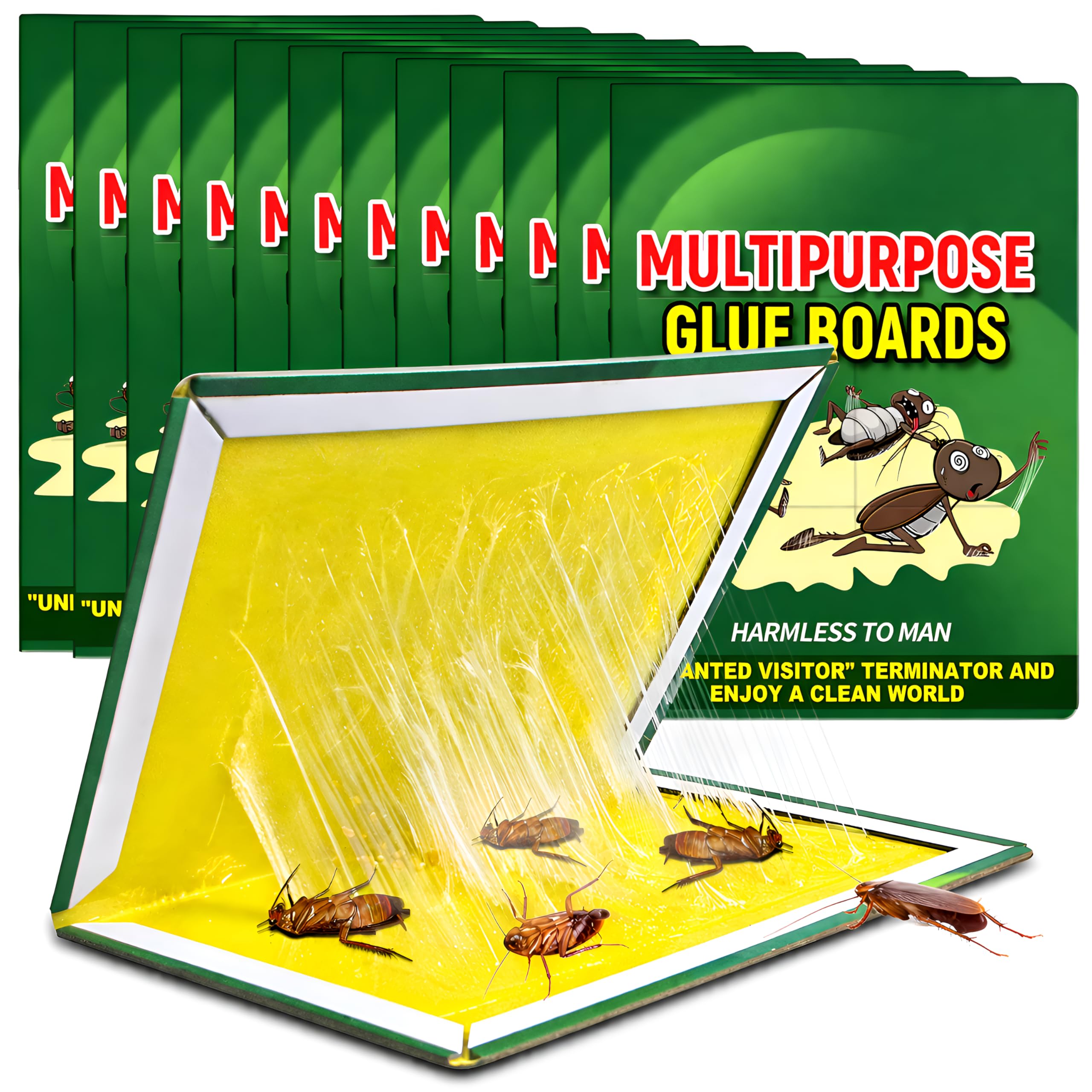 Sticky Pest Traps – 18 Pack Extra-Strong Stickypads Large Foldable Glue Board Traps for Effective Insect Control, Ideal for Indoor & Outdoor Use in Kitchen, Garage, and Garden (18)