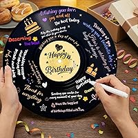 Vista 3 de REEGII Libro de invitados de cumpleaños estilo disco de vinilo para decoraciones de cumpleaños, póster grande de 11.6 x 11.6 pulgadas con 12