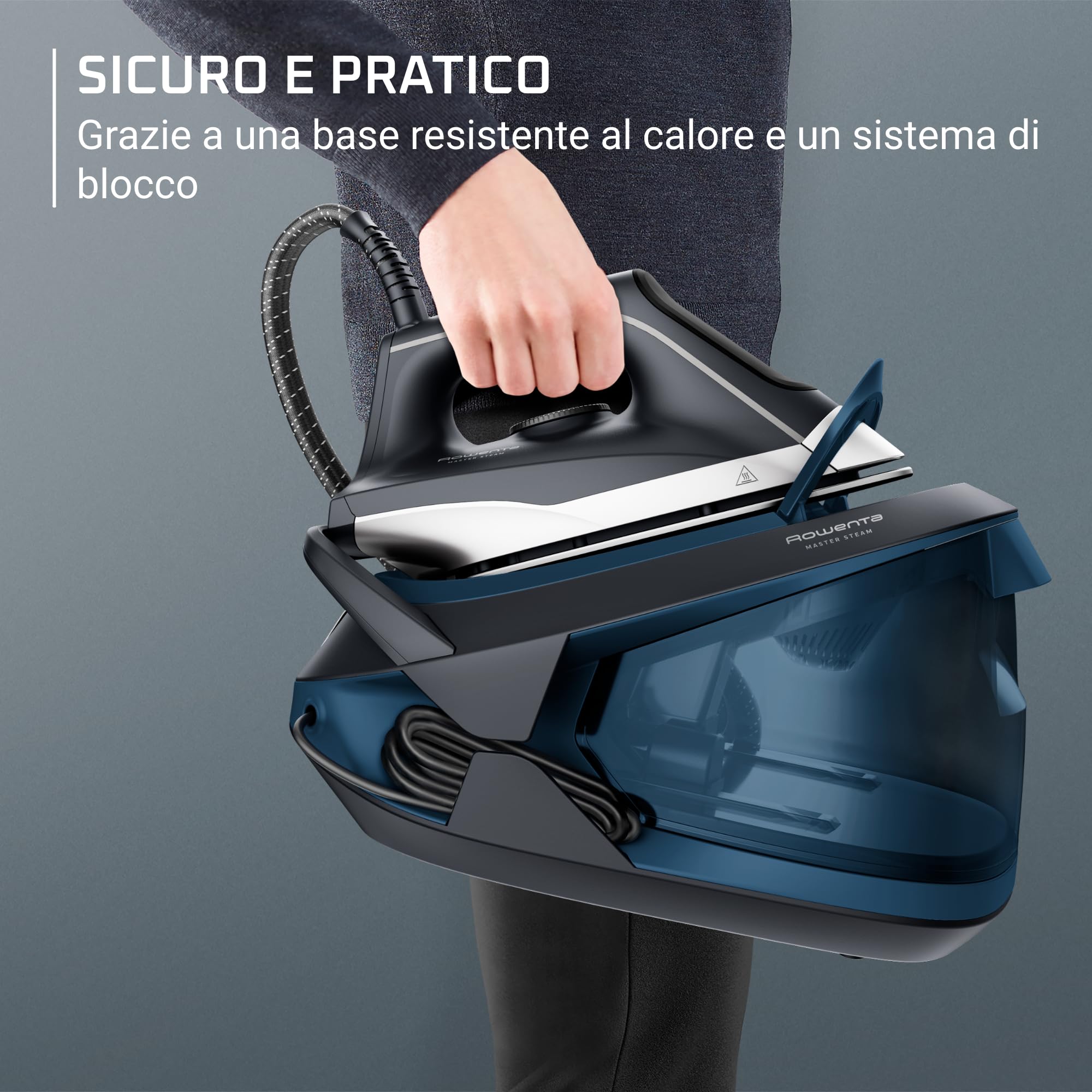 Rowenta Turbosteam, Ferro da Stiro con Generatore di Vapore ad Alte Prestazioni, Vapore Continuo da 120 g/min, Colpo Vapore da 370 g/min, Pressione 6.5 bar, Serbatoio da 1,7 L, Modalità Eco, VR8322