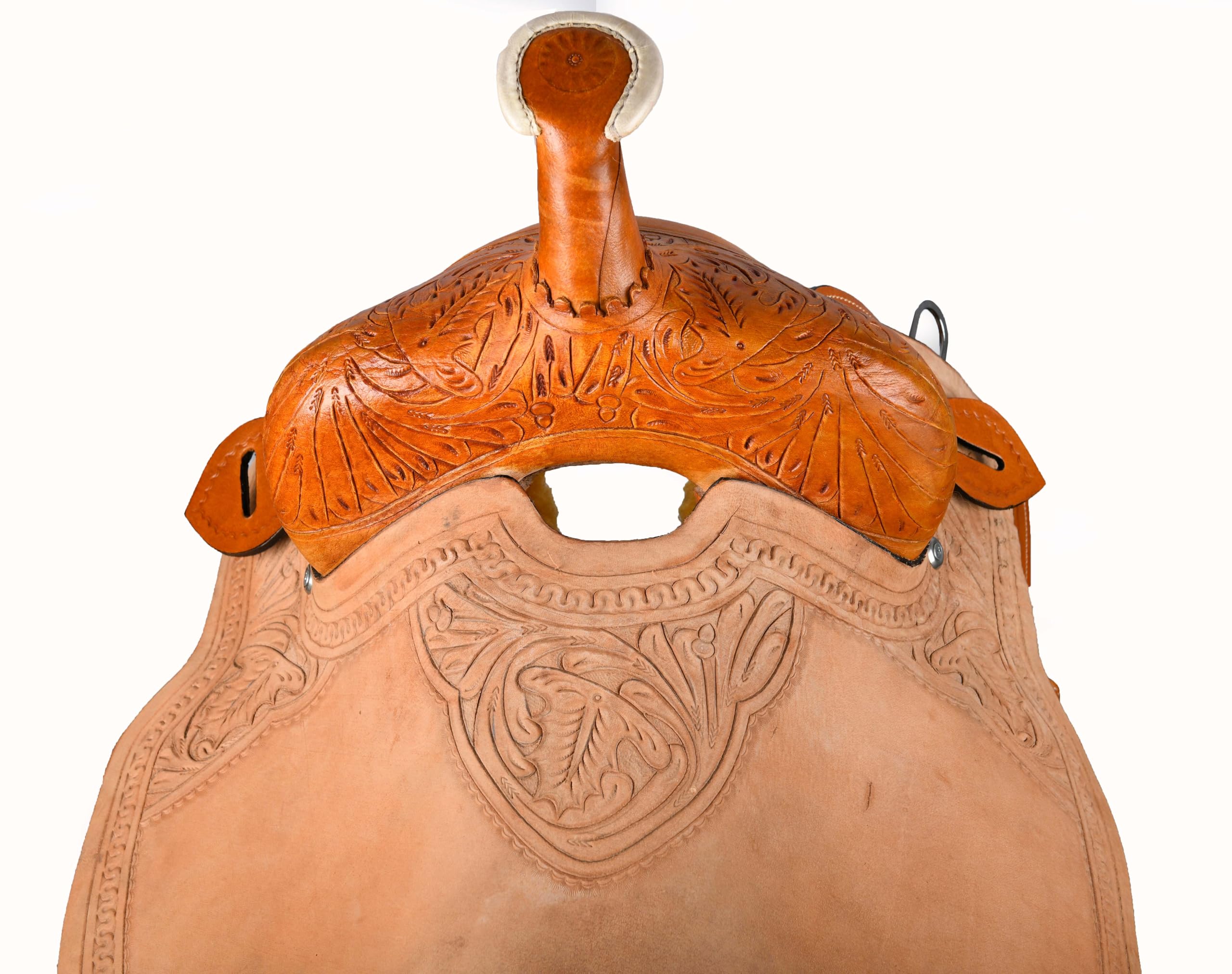 Hulara Westernsattel aus Leder, geschnitzt, bequemer Sitz, Größe 38,1 cm, Westernsattel für Pferde, Fass-Rennsattel