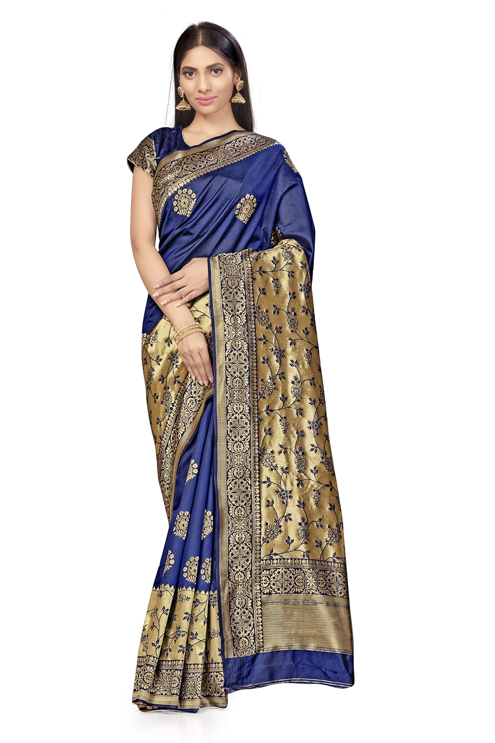 Women'S Banarasi Pattern Jall Pallu With Slop Weaving Work Saree With Matching Blouse Material By Shadow And Saining (Snssk-Wonder Women 4)