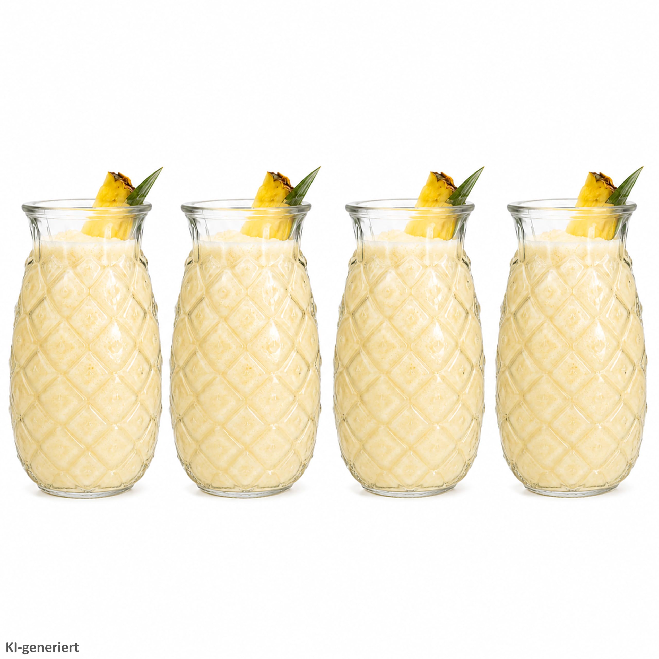 MamboCat Set di 4 bicchieri da cocktail Pina ananas 400 ml, altezza 14,8 cm, per 4 persone, bicchiere trasparente con rilievo ananasi