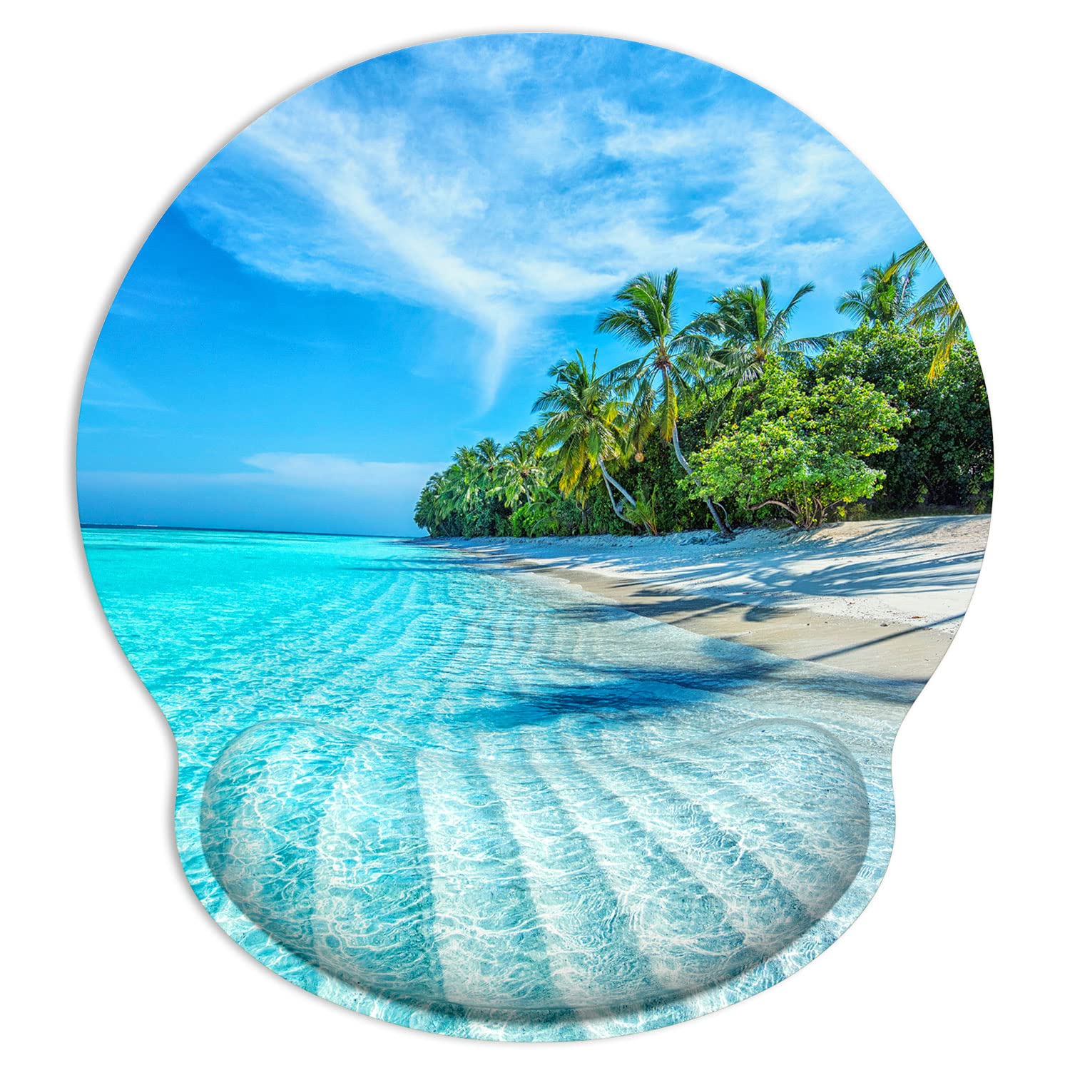 ITNRSIIET Ergonomic Mouse Pad with Wrist Support Wrist Rest Smooth Surface Non-Slip Rubber Base Comfortable Office Supplies Pain Relief,9.8 x 9.1 inches,Blue Sea Blue Sky โ image 1