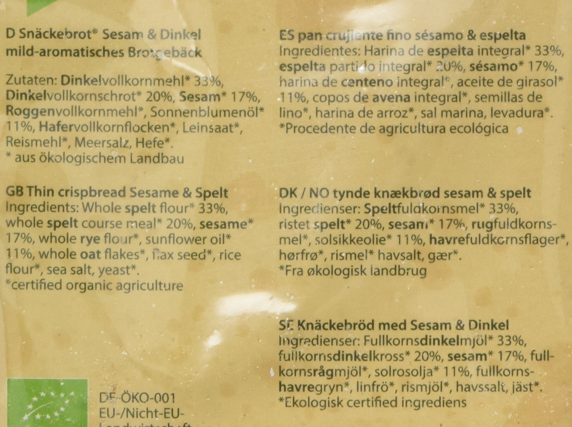Bohlsener Mühle Sesam & Dinkel Snäckebrot, 25er Pack (200 g) - Bio