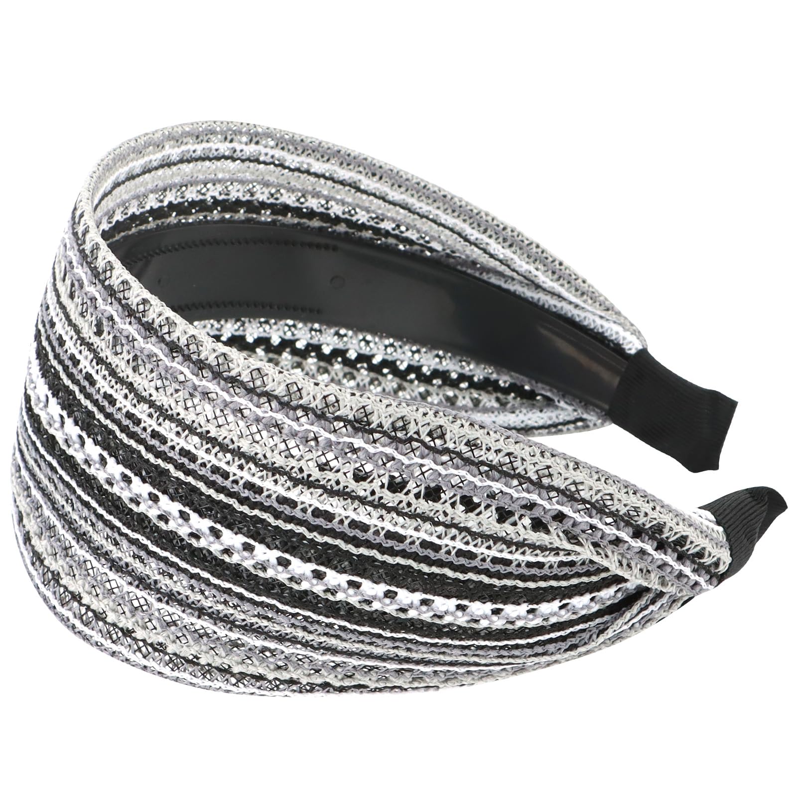 Hairband, Boho Style Non-Slip Wide Headband with Teeth, Fabric Headbands for Women's Hair, Large Head Bands for Women, Gray (1 Count Pack of 1), Hair Accessories for Women and Girls