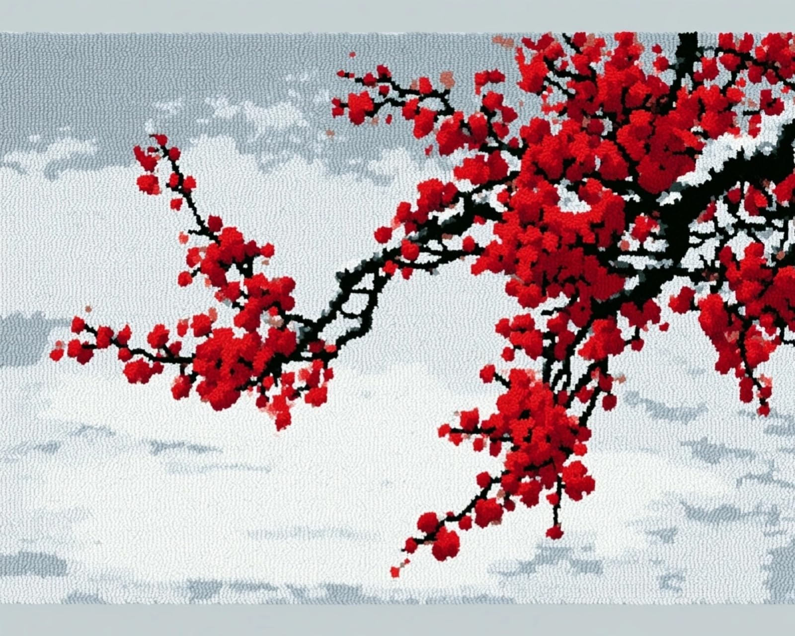 Wallphantom Snow Scene Of Plum Blossom Branches Latch Hook Rug Kit For Adults,