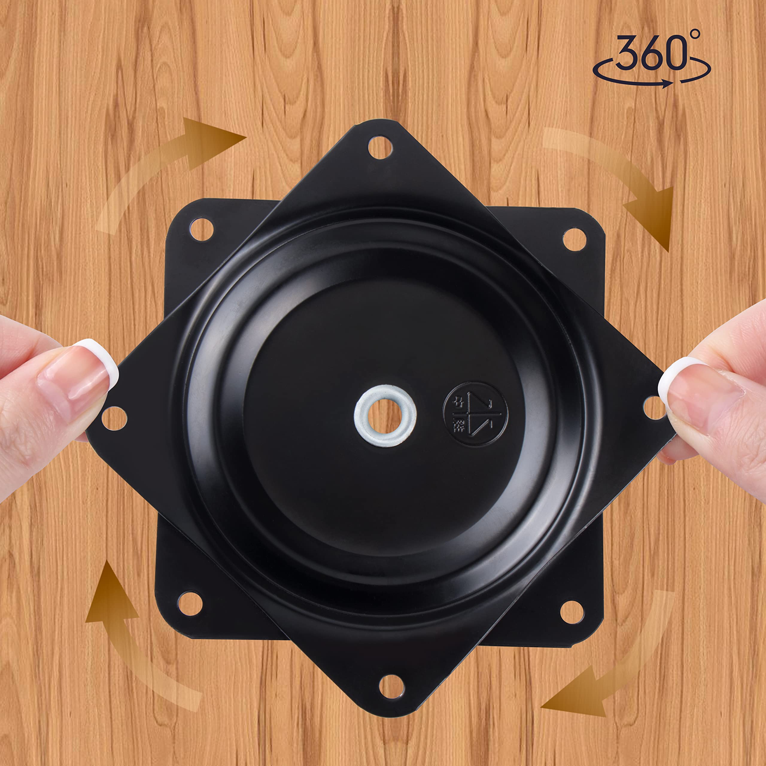 QWORK Lot De 4 Plaques De Roulement Carrées Avec Roulements à Billes En Acier, Plateau Rotatif à 360 Degrés Pour Socle TV, Connecteurs De Table Pivotants, 7,6 Cm, Vis Non Incluses