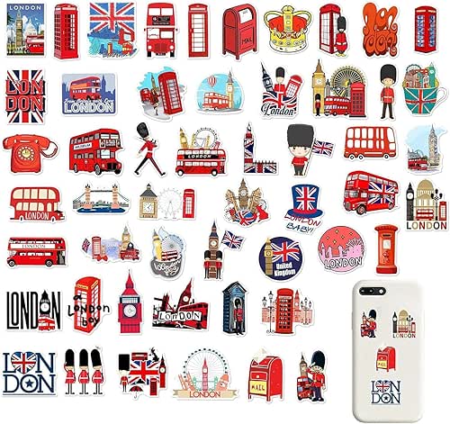 50 Stück London Reiseaufkleber - Urlaub England Runde Sticker für