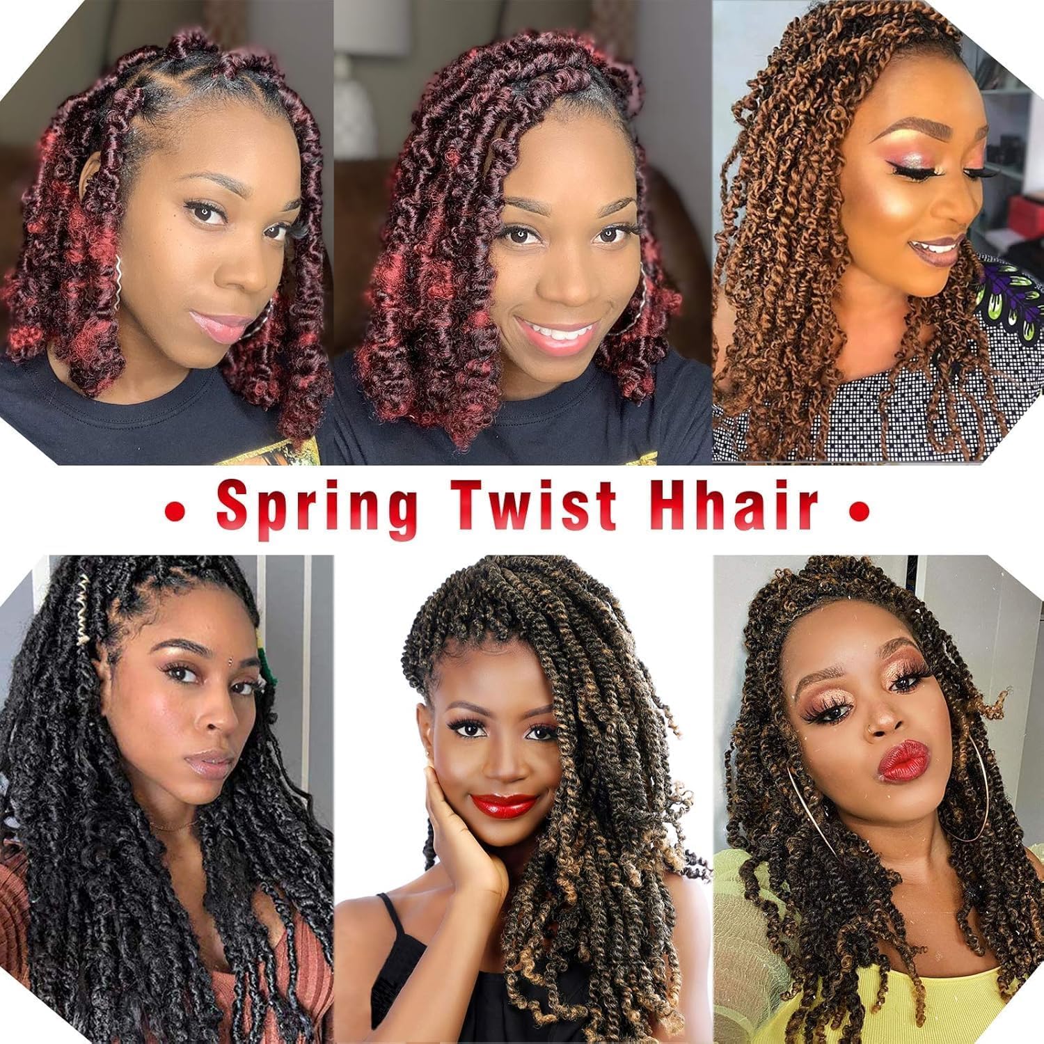 Spring Twist Hair - extension per trecce a crochet capelli dall’ aspetto naturale - Kanekalon 90 ciocche 330 grammi divisi in 3 pezzi + 3 accessori in omaggio (1B, 8" 20cm)