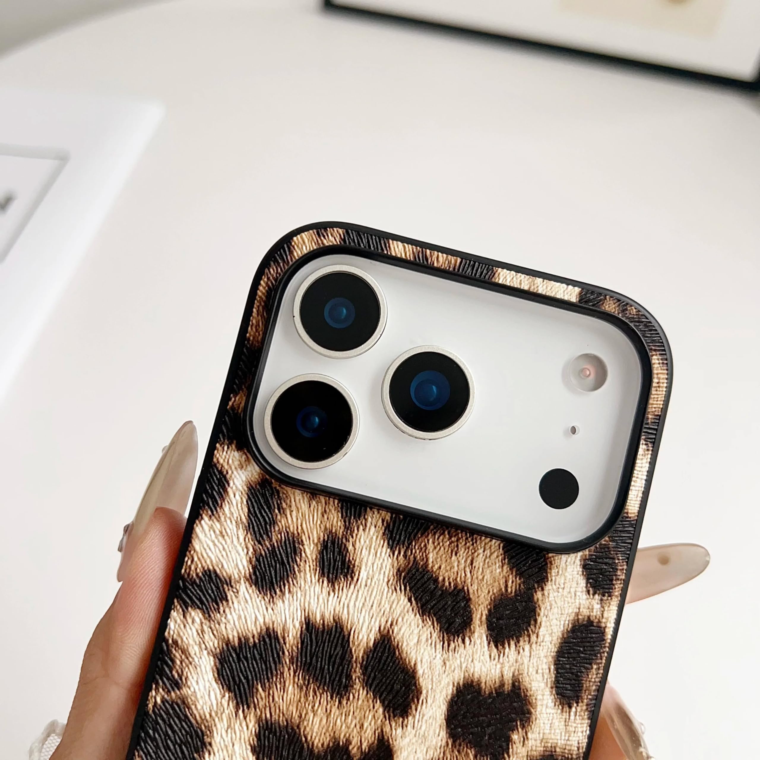 Funda Protectora de Silicona y Cuero para iPhone Air (con Estampado de Leopardo)