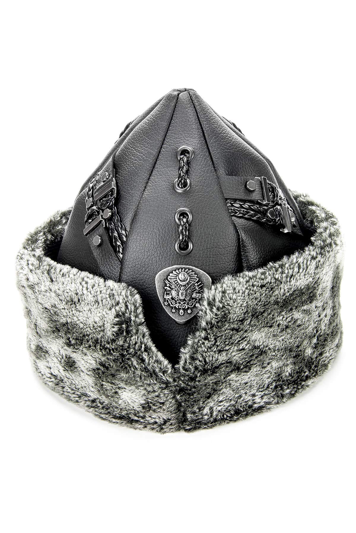 Miss Tesettür Turkish Ottoman Bork Hat, Ertugrul Faux Leather Fur Winter Cap
