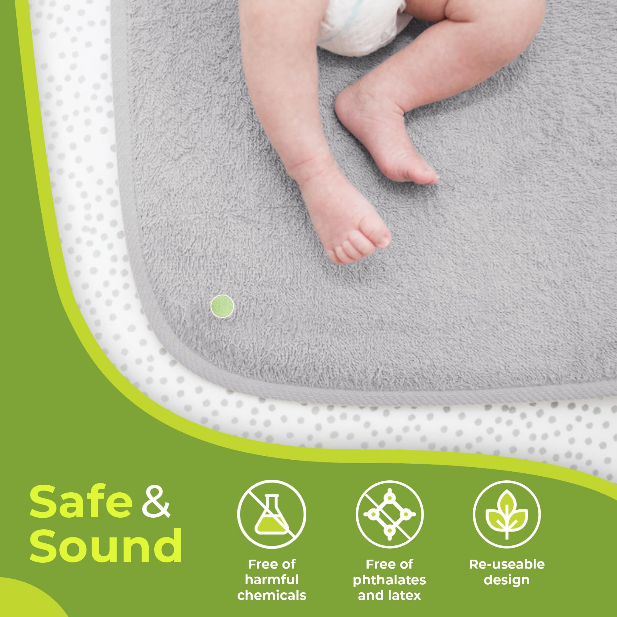 Tapete Impermeable PeapodMats para la incontinencia y la Enuresis - Protector Reutilizable. Colocación Segura y Transpirable. Lavable. Protector de colchón ecológico de 3x3