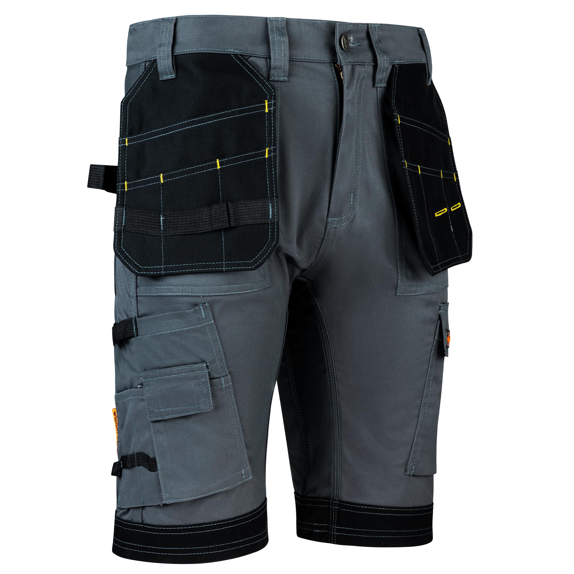 WRIGHT FITS WrightFits Short de Travail Pro Builder pour Hommes - Noir - Short Poches Multiples d'été Cargo de pour travaux Lourds