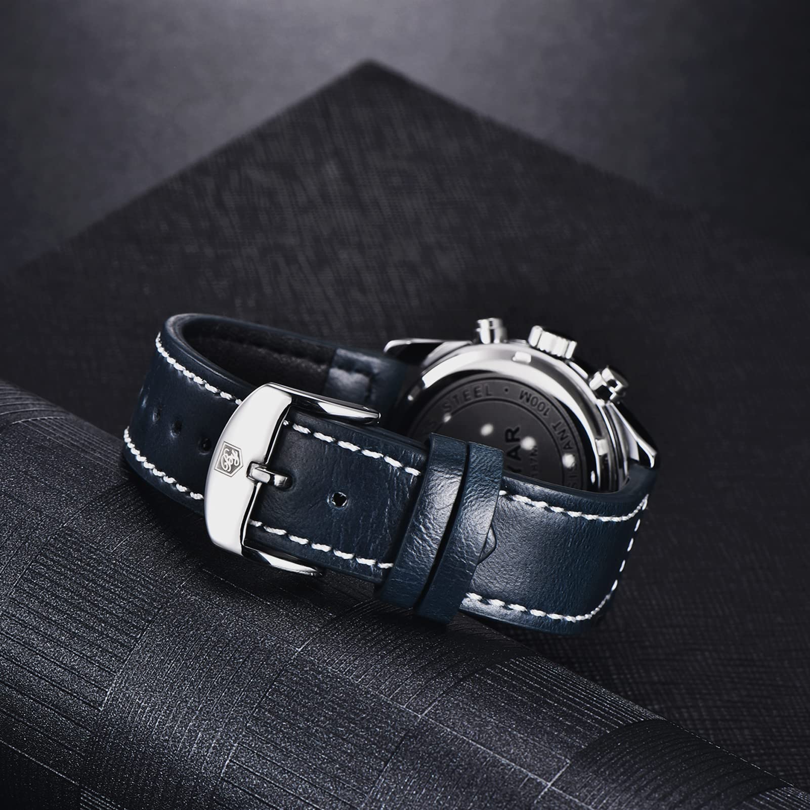 Orologio analogico al quarzo da uomo con cinturino in vera pelle cronografo sportivo da uomo casual orologio da polso calendario calendario impermeabile