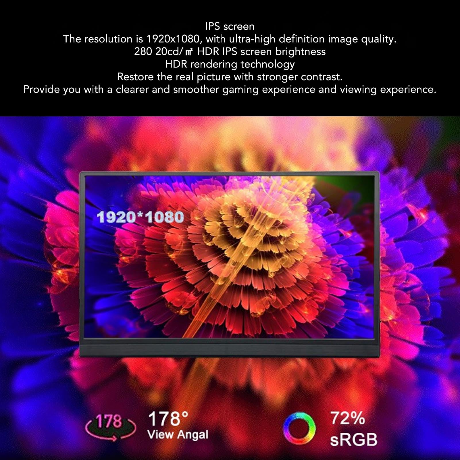Annadue Tragbarer, 15,6 Zoll HD IPS Laptop Bildschirmverlängerung mit Schutzhülle, Gaming mit Dual Lautsprecher fürSeries X S für PS5 für Switch (EU-Stecker)