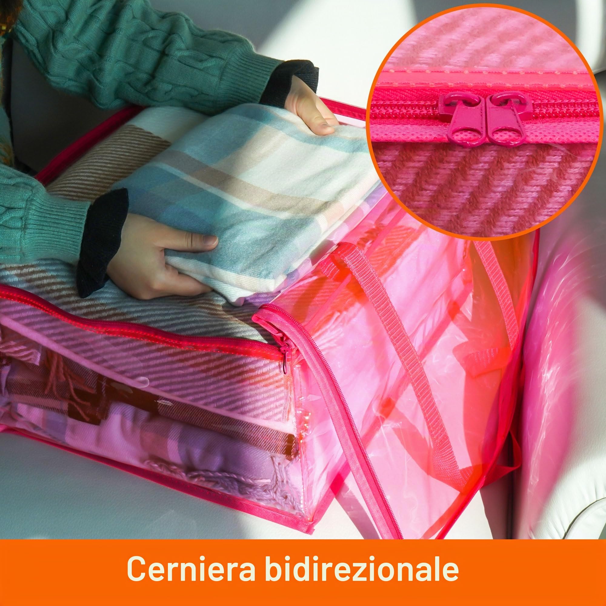 Vieshful 3 Pezzi Scatole per Vestiti Trasparenti Organizer Armadio Pieghevole Contenitori Salvaspazio Trasloco per Piumoni e Coperte