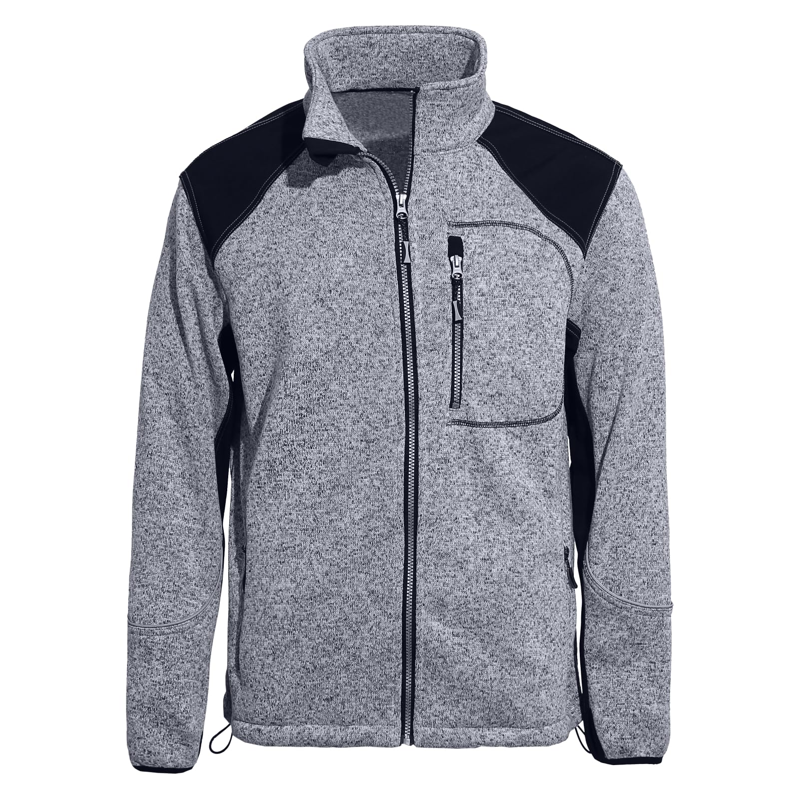 WORK IDEA Strick Fleecejacke Herren, Jacke Fleece Strickjacke, atmungsaktive Outdoor Fleecejacken für Herren, warme und leichte Strickfleecejacke mit Reißverschluss…