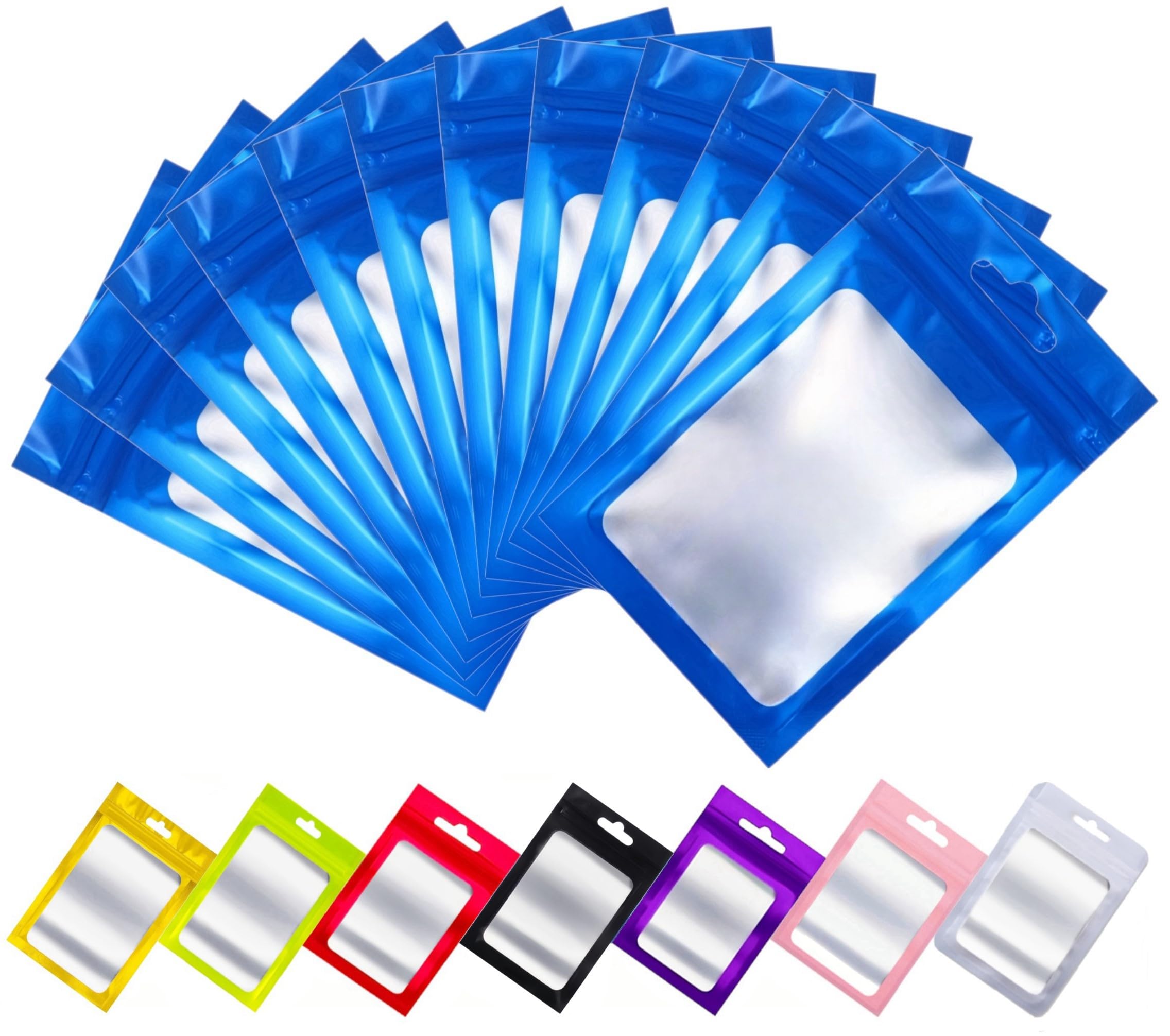 Rimiko 50pcs Resealable Mylar Bags, Ziplock Samples Bags (Blue,8x13cm)