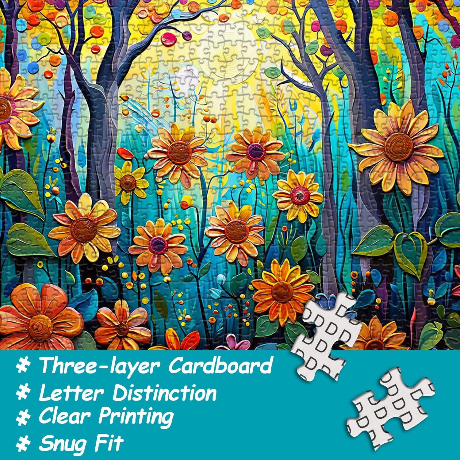 1000-Piece Sunflower Jigsaw Puzzle For Adults – Colorful Floral Art, 19.7x27.5 Inches – Nature Plant Wall Decor - View #8