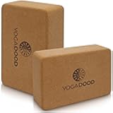YOGA DOOD Premium Cork Yoga Blocks 2 Pack - Superior Grip & Stability for Enhanced Alignment - Eco-Friendly Biodegradable