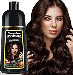 KAISASA Shampoo de tintura de 3 em 1 Marrom escuro 500ml - shampoo instantâneo para de ingredientes herbais para mulheres e para homens e mulheres capa de xampu de cinza branco em minutos