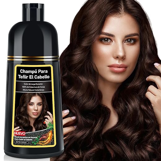 KAISASA Shampoo de tintura de 3 em 1 Marrom escuro 500ml - shampoo instantâneo para de ingredientes herbais para mulheres e para homens e mulheres capa de xampu de cinza branco em minutos