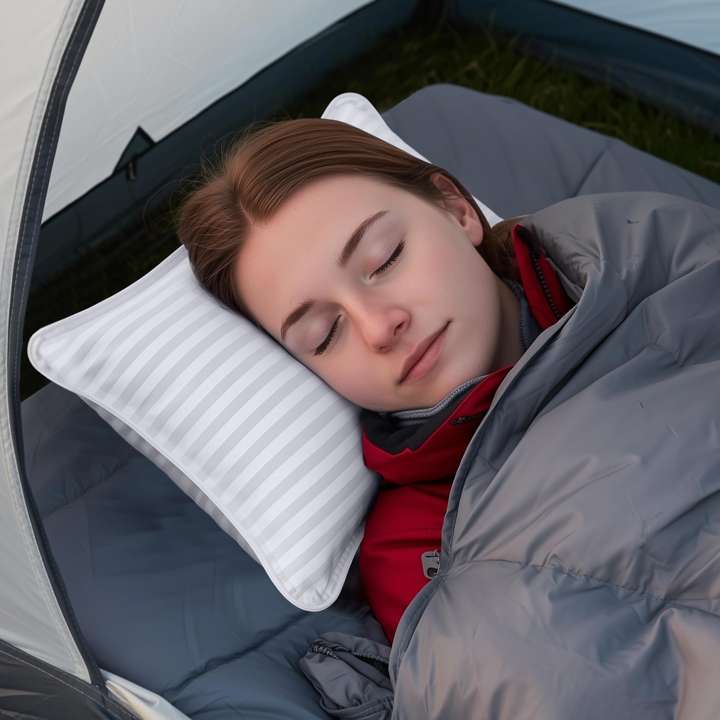 Utopia Bedding Travel Pillow for Airplane, Car and Toddlers (White, 2 Pack), Neck Support for Travelling, Down Alternative Filling, Compact Camping Pillow for Backpacking & Hiking (12x20) (2, 12x20)