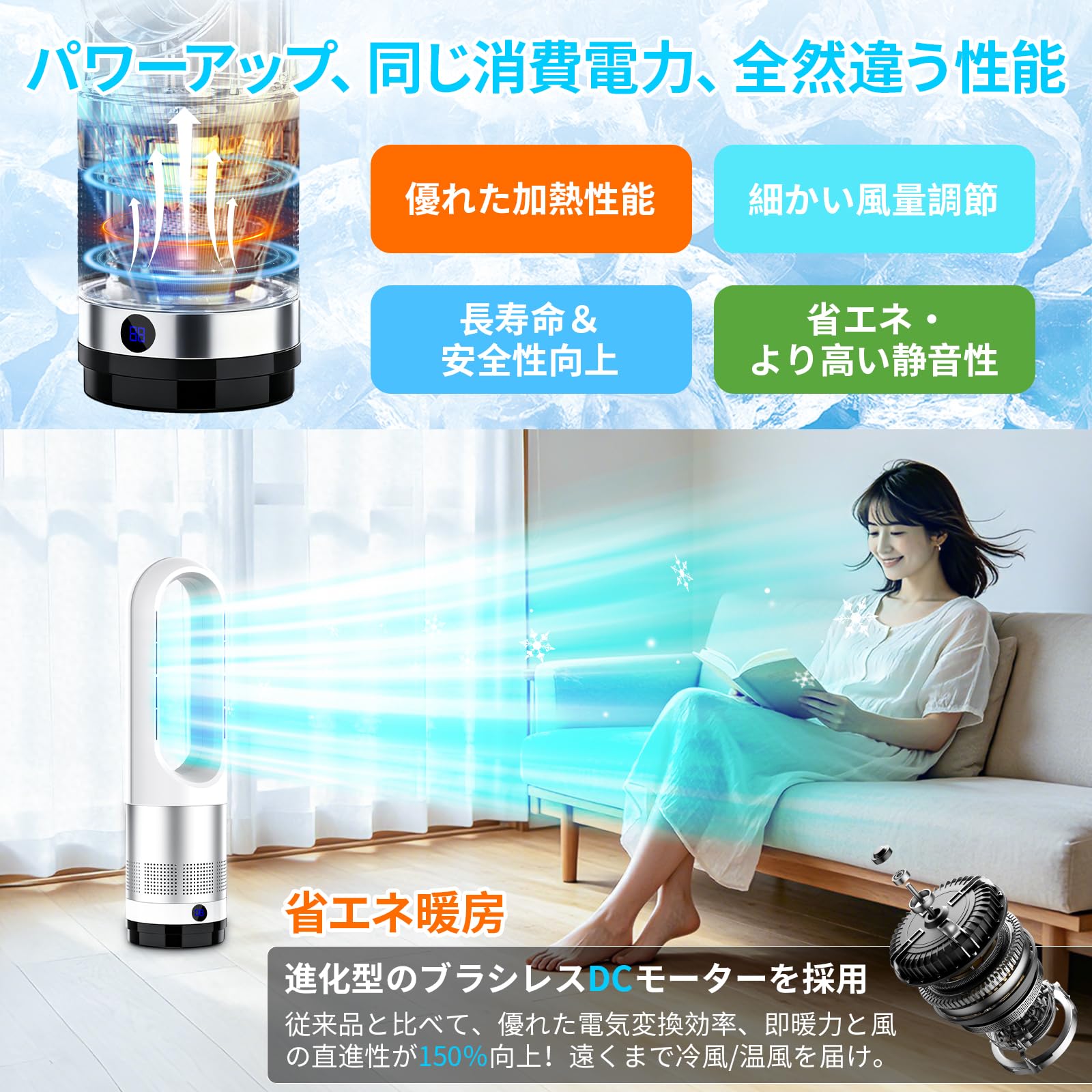 Amazon.co.jp : セラミックヒーター タワーファン 扇風機【2026年新