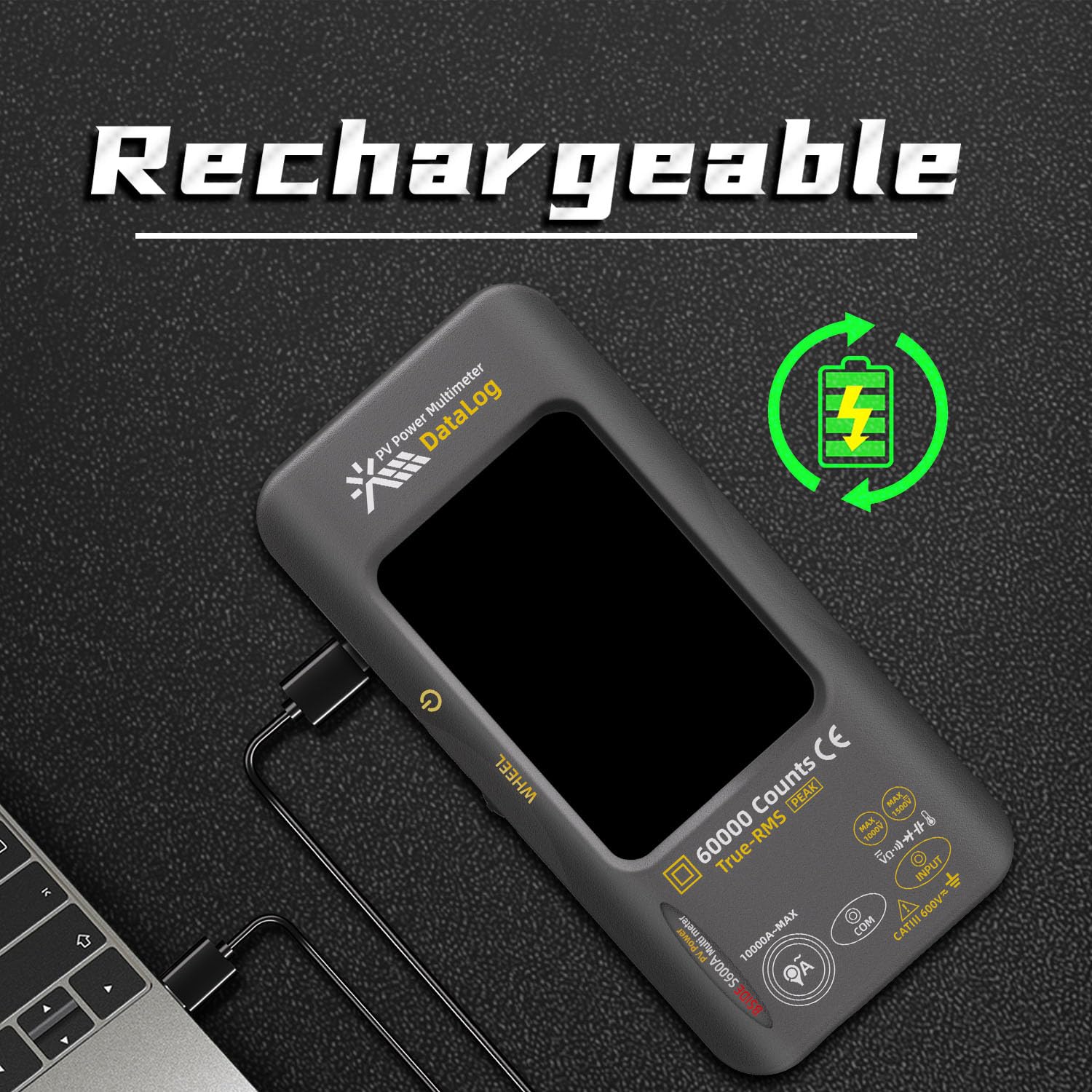 BSIDE S600A Professional Multimeter 60000 Zählungen Touchscreen, Digital und Grafisches Multimeter TRMS 1500V 10000A mit Leistungsmessung & REL Messung, Datenlogger, Flexibler Stromzange