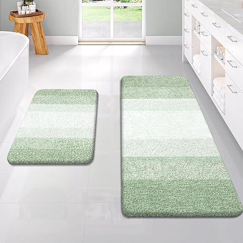 Miniatura 251 de OLANLY Juego de 2 alfombras de baño de 2 piezas, alfombras de baño de microfibra suave y absorbente y alfombra de inodoro con contorno