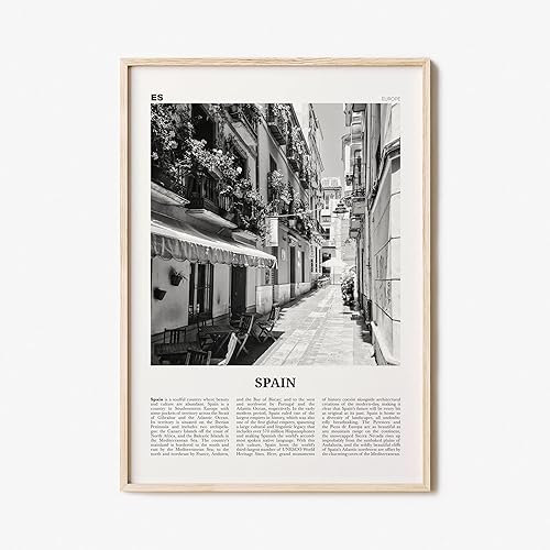 PosterSpain Print Black And White No 1, Spain Wall Art, Spain Poster, Spain Photo, Spain Wall Decor, España, Madrid, Barcelona, Andalusia