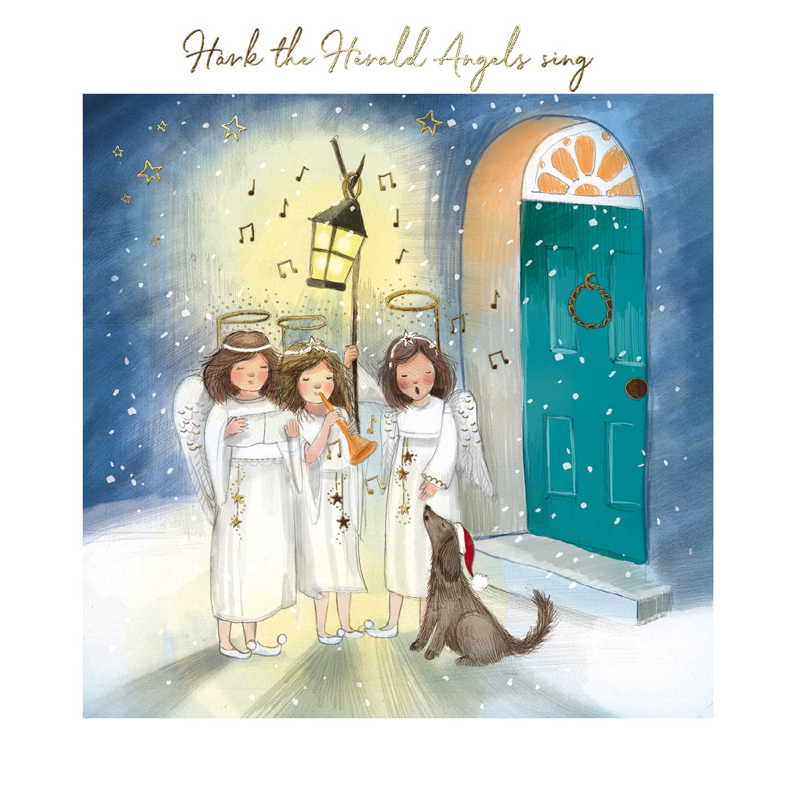 6 Biglietti Di Natale Artistici Paper House, Gatto E Cane Davanti Al Camino, 141x141 Mm, Beneficenza, Con Buste