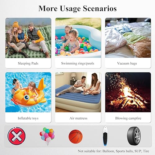 Miniatura 3 de BEAUTYOVO Bomba eléctrica para inflables, bomba de aire portátil para piscina infantil con bolsa de luztransporte, bomba de cama de aire inalámbrica