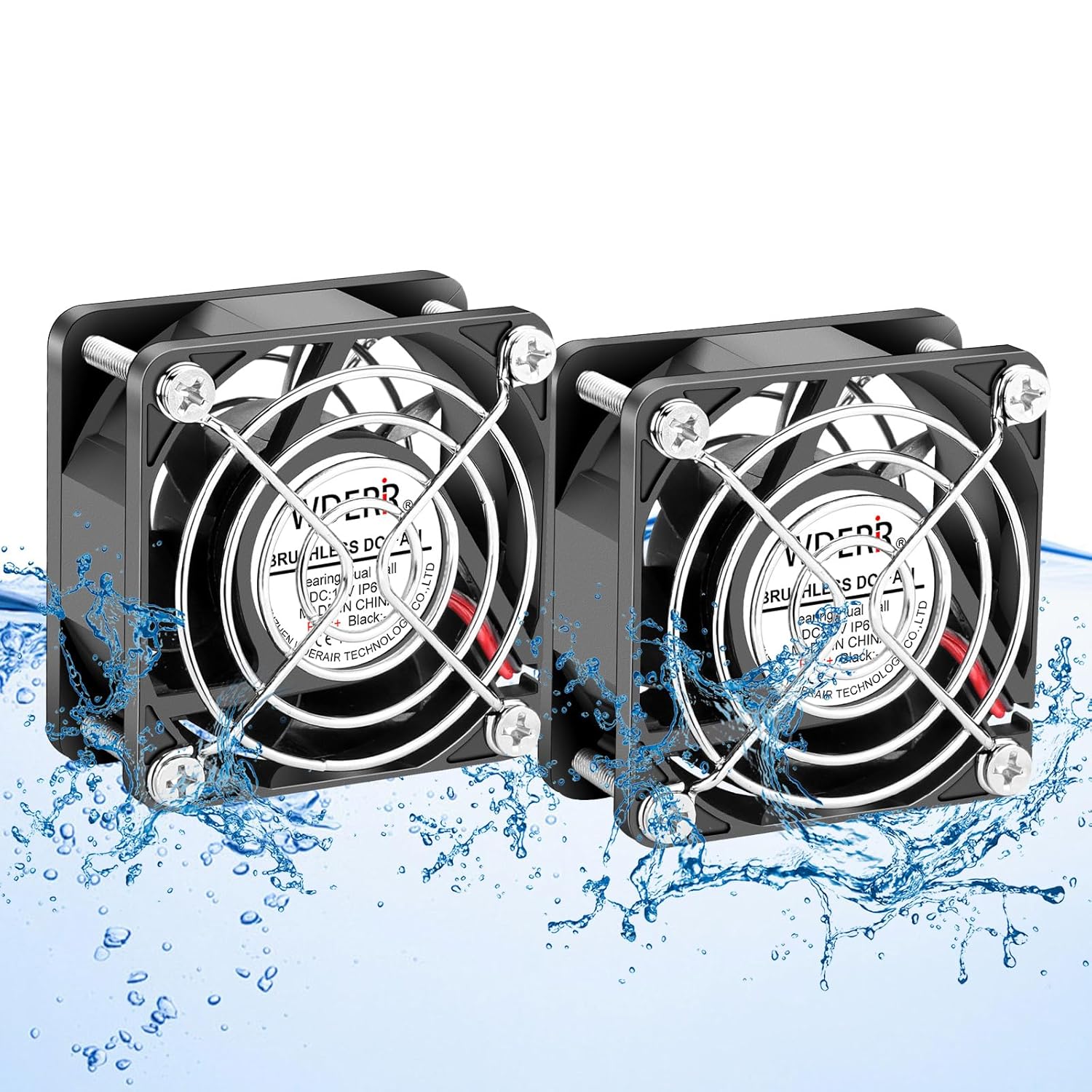 Small 120mm x 25mm 12V DC IP67 Waterproof Brushless Dual Ball Bearing Cooling Fan 2Pin for DIY Replacement Exhaust Cooler Projects 2pcs