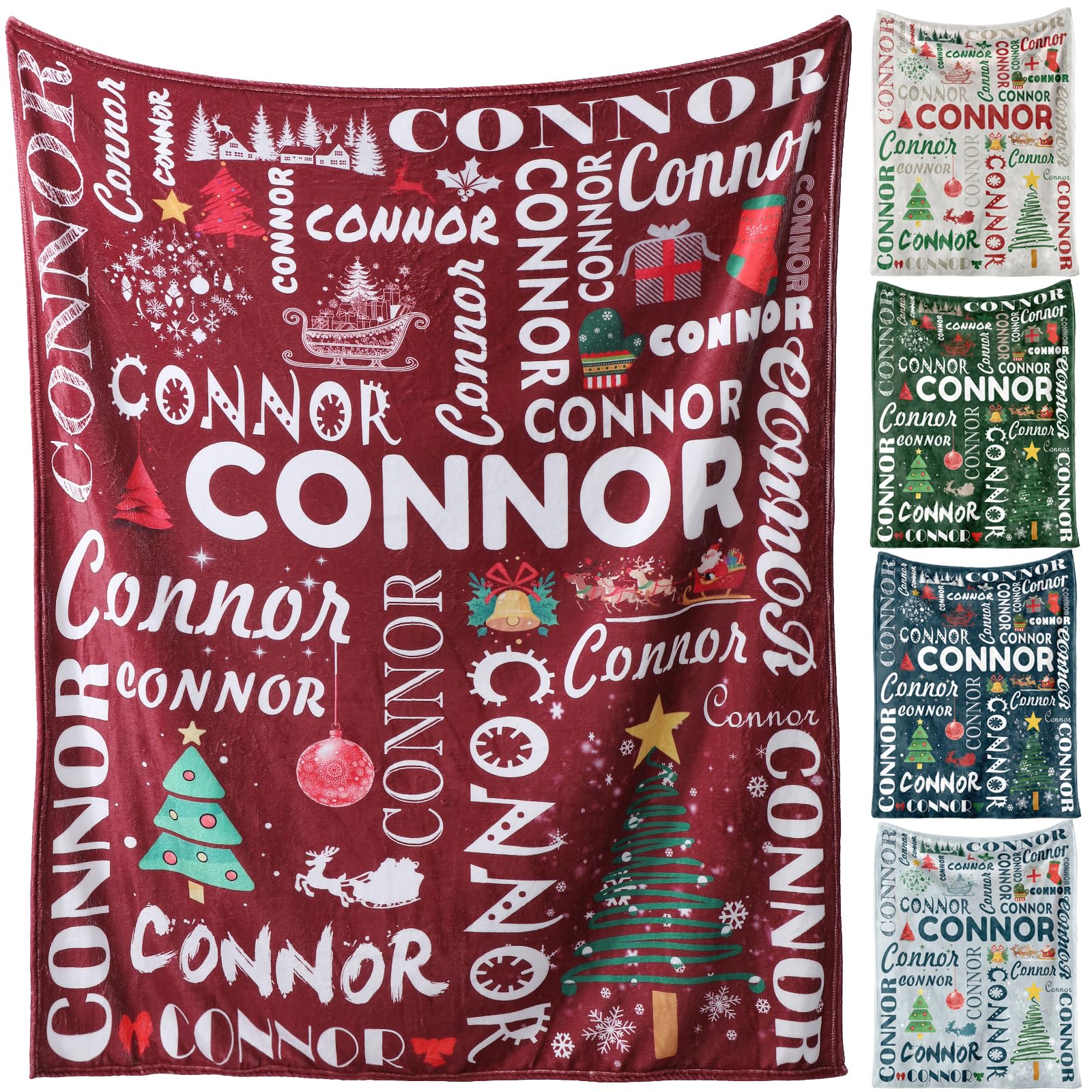 Infiher Personalised Blanket,Custom Chrismas Blanket with Name,Personalised Baby Blankets for Boys Girls Kids Women Men,Customised Gifts for Christmas Baby Shower — image 1