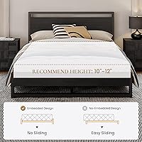 Vista 7 de SHA CERLIN Base de cama tamaño Queen con cabecera de madera, plataforma de soporte de listones de metal resistente, no necesita somier, negro moderno