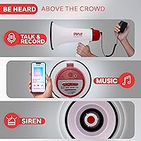 Vista 3 de Pyle Altavoz megáfono PA Bullhorn - Batería recargable de sirena integrada, conector auxiliar de 40 vatios y rango de 1000 yardas, función