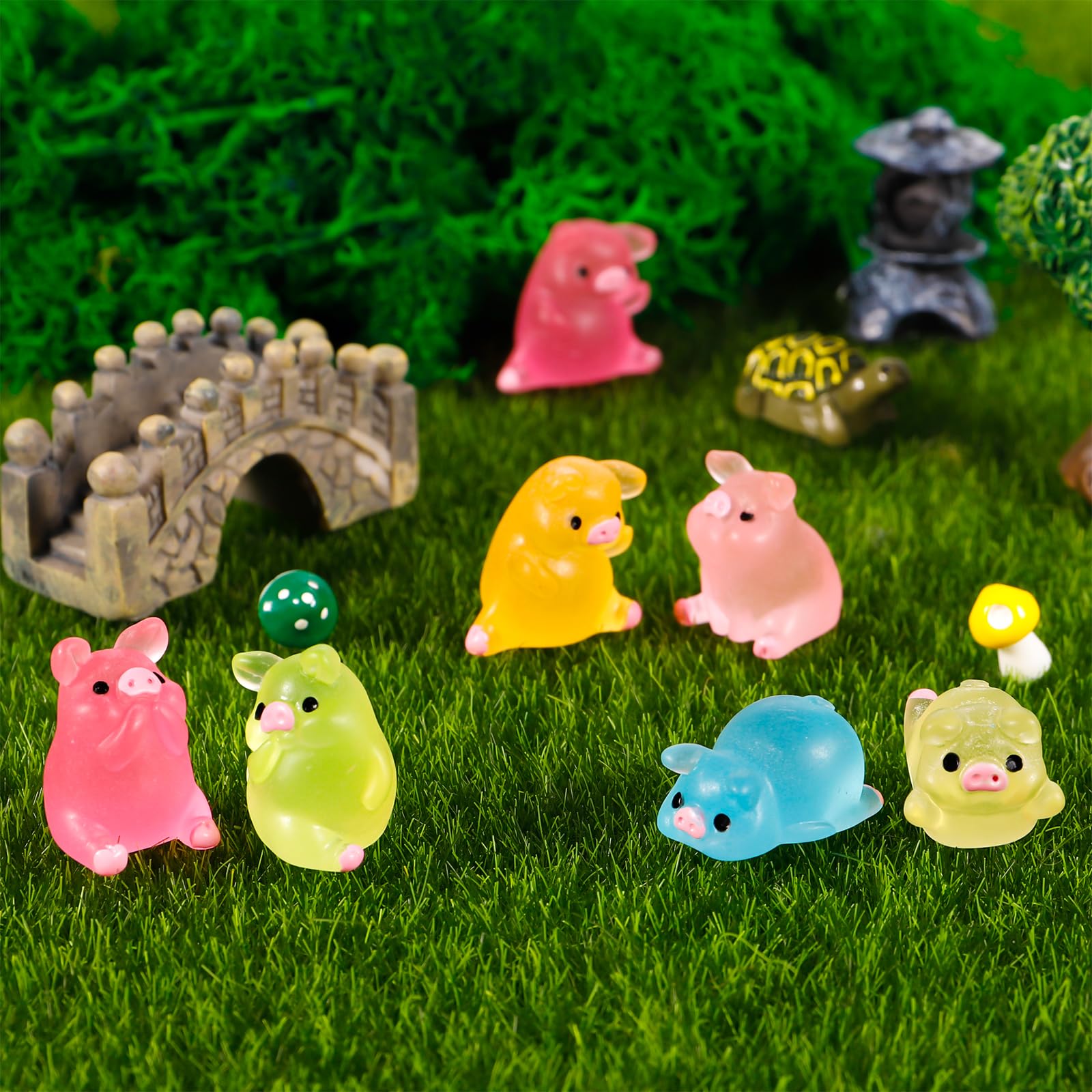 113 Stück Leuchtende Mini-Tierfiguren Aus Kunstharz – Für Deko, Feengarten, Mikrolandschaft – Bunt, 1,3-2,8 Cm