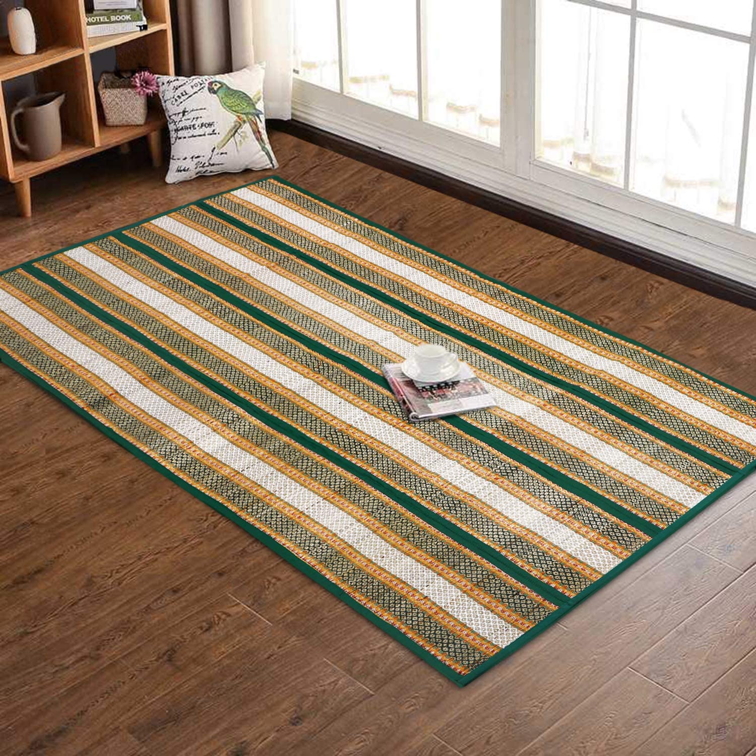 Haus Fabula Natural Madurkathi Handweaving Chatai Mats/Yoga Mat/Prayer Mat/Floor Mat for Home, Office, Boutiques, Shops |Sleeping Mat for Floor, 6 X 3 Feet, Green (B0BKQ5LT38) Amazon Price History, Amazon Price Tracker
