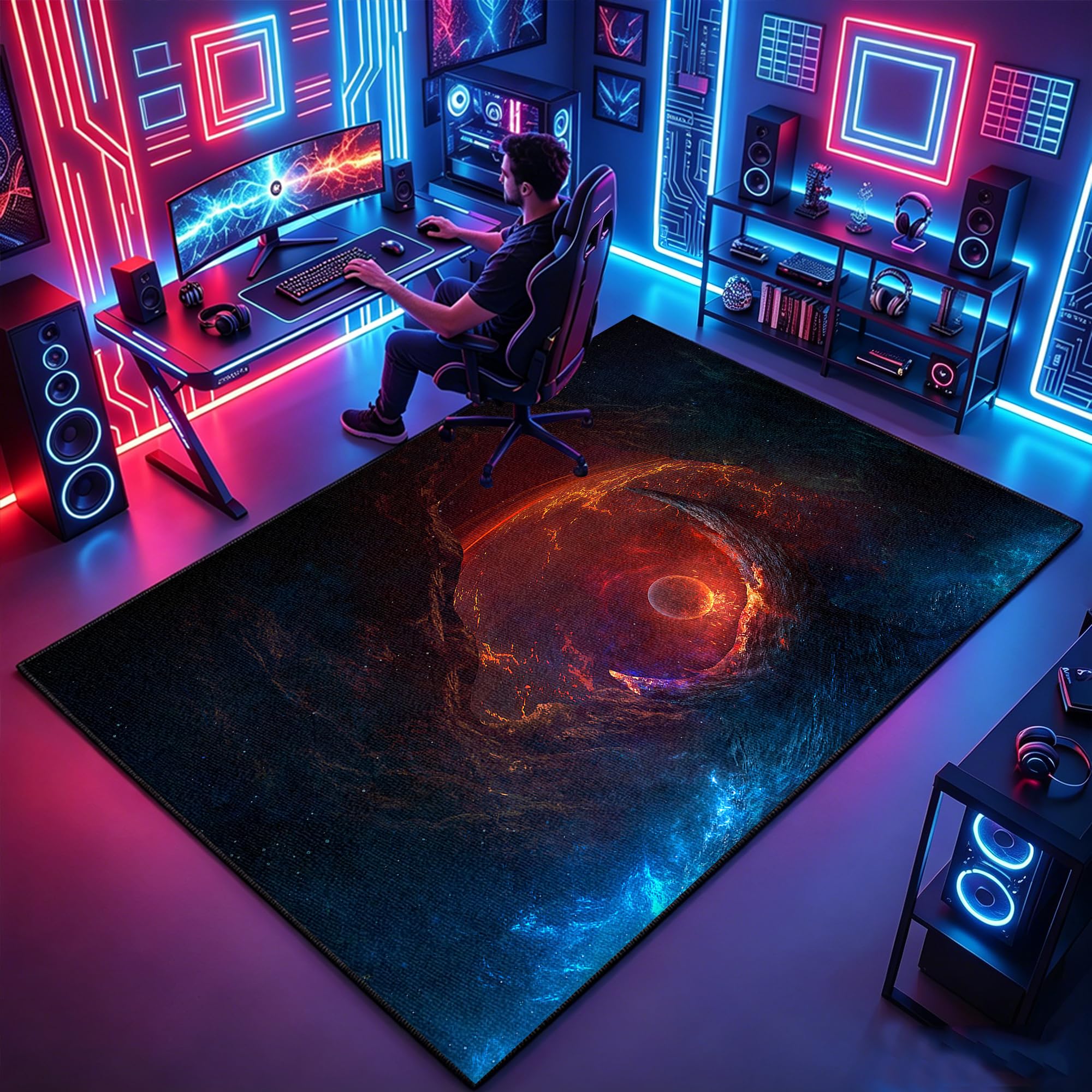 Tapis de cuisine salle de bain manette jeu 3D imperméable et lavable