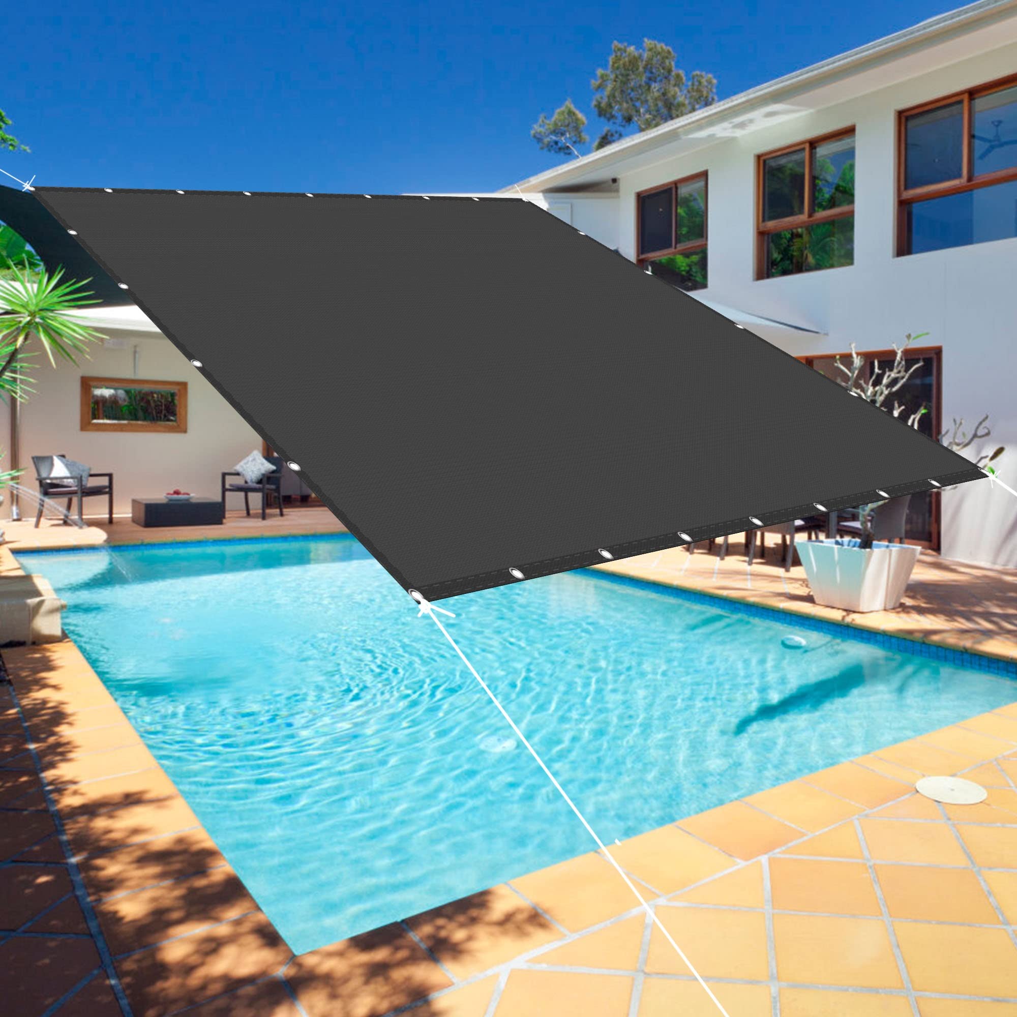 Voile d'ombrage rectangulaire imperméable pour bloquer les UV sur la terrasse