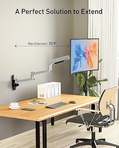 Miniatura 5 de Brazo de extensión para brazo largo de monitor, brazo adicional para soportes de monitor, aumenta la longitud del brazo del soporte de monitor (este